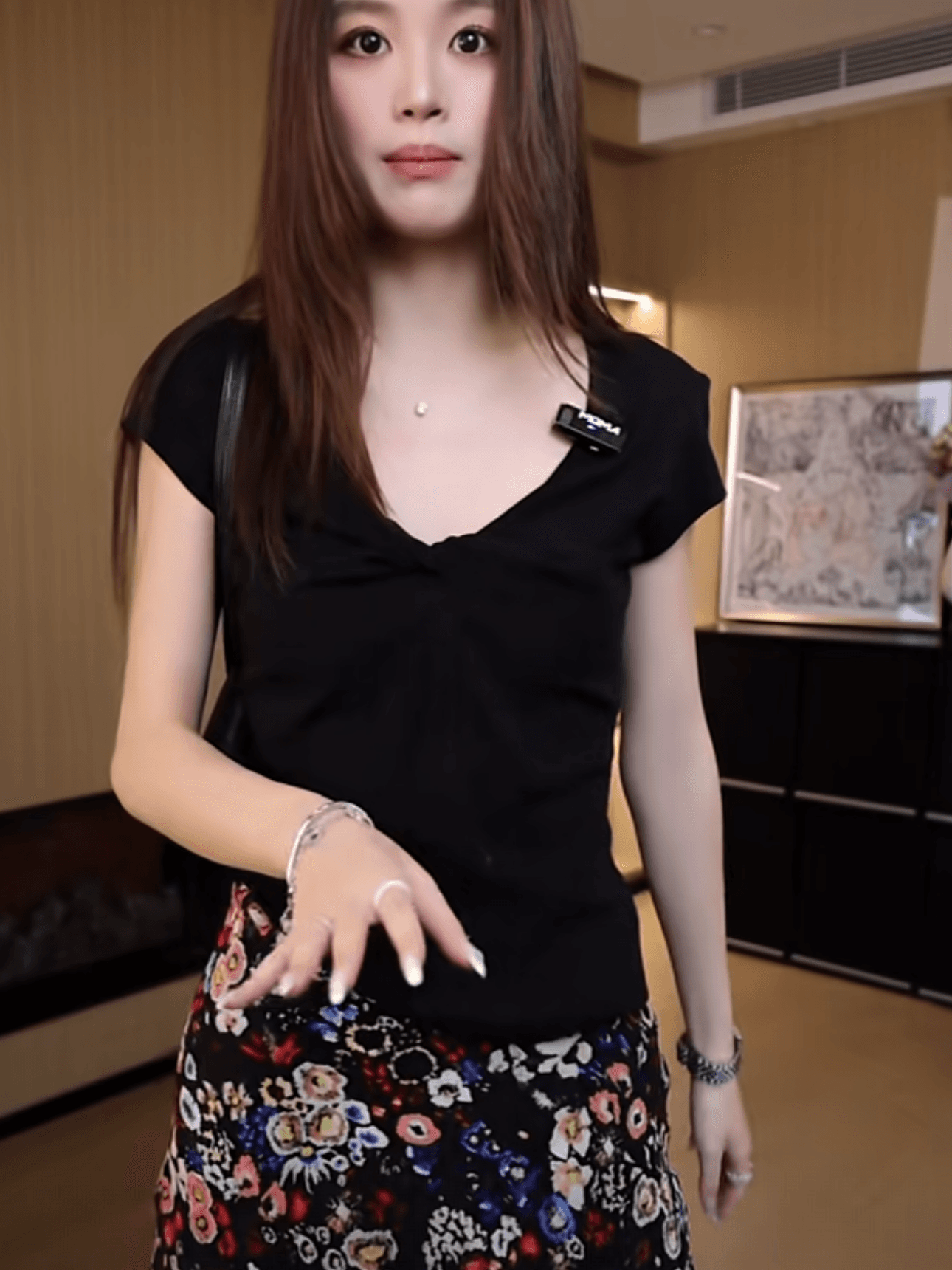 브리즈번 사람들 면 사람들 실크 뽕나무 누에 실크 낭만주의 레트로 꽃무늬 부드러운 느긋한 A라인 스커트 맨위 상세 이미지 2