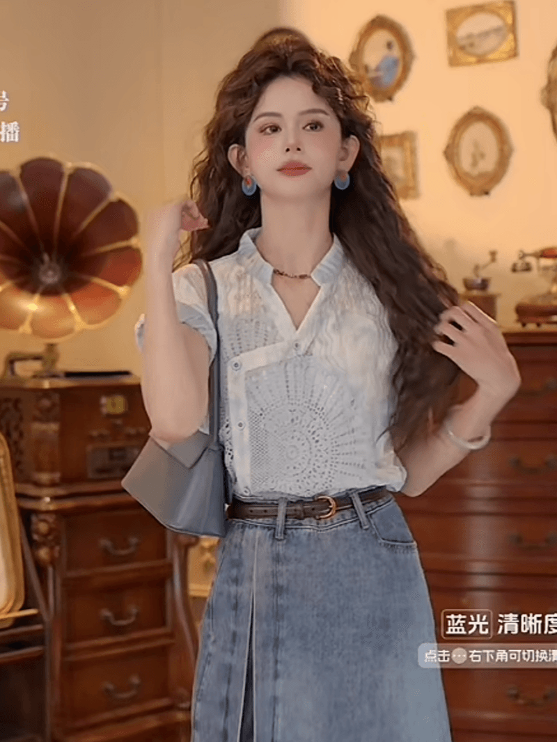 여름 비스듬한 문 襟 셔츠 2026 새로운 다용도 레트로 셔츠 j 상세 이미지 1
