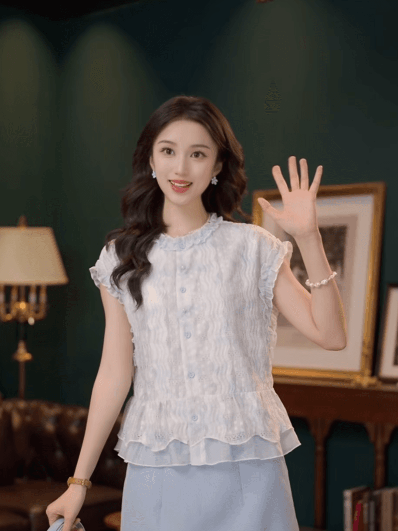 재고 있음 부드러운 셔츠 캐주얼 다용도 반팔 여성 셔츠 여름 맨위 이미지 2