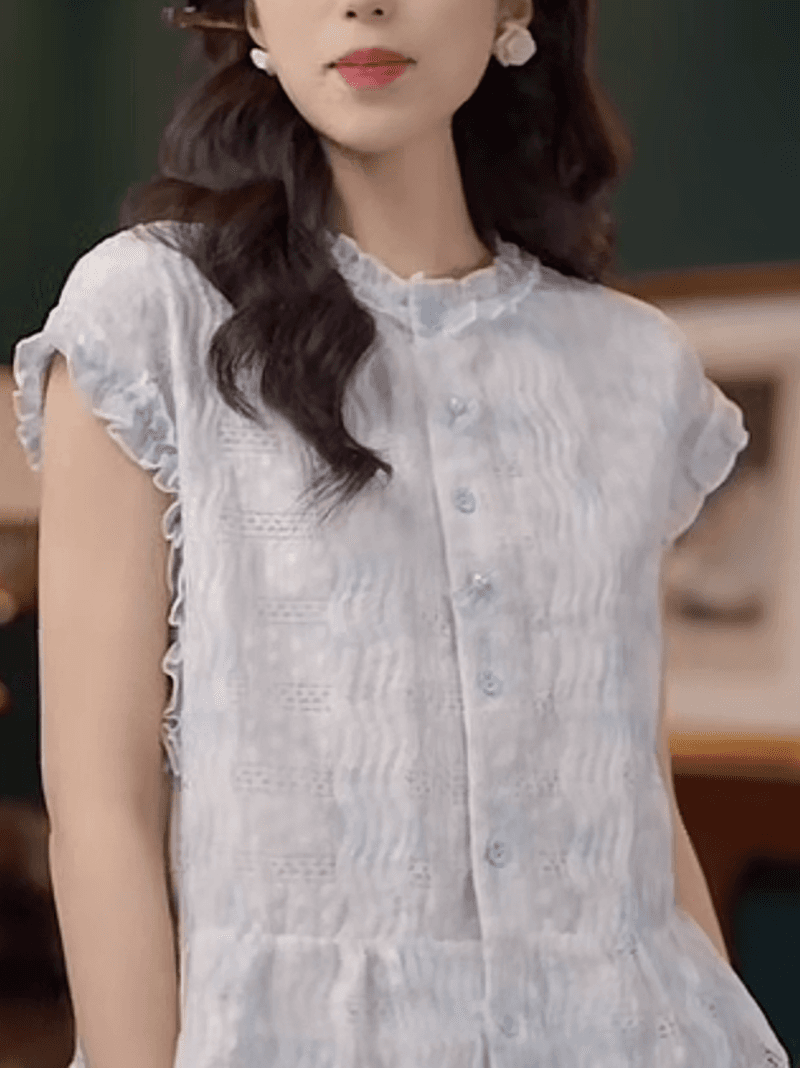 재고 있음 부드러운 셔츠 캐주얼 다용도 반팔 여성 셔츠 여름 맨위 상세 이미지 1