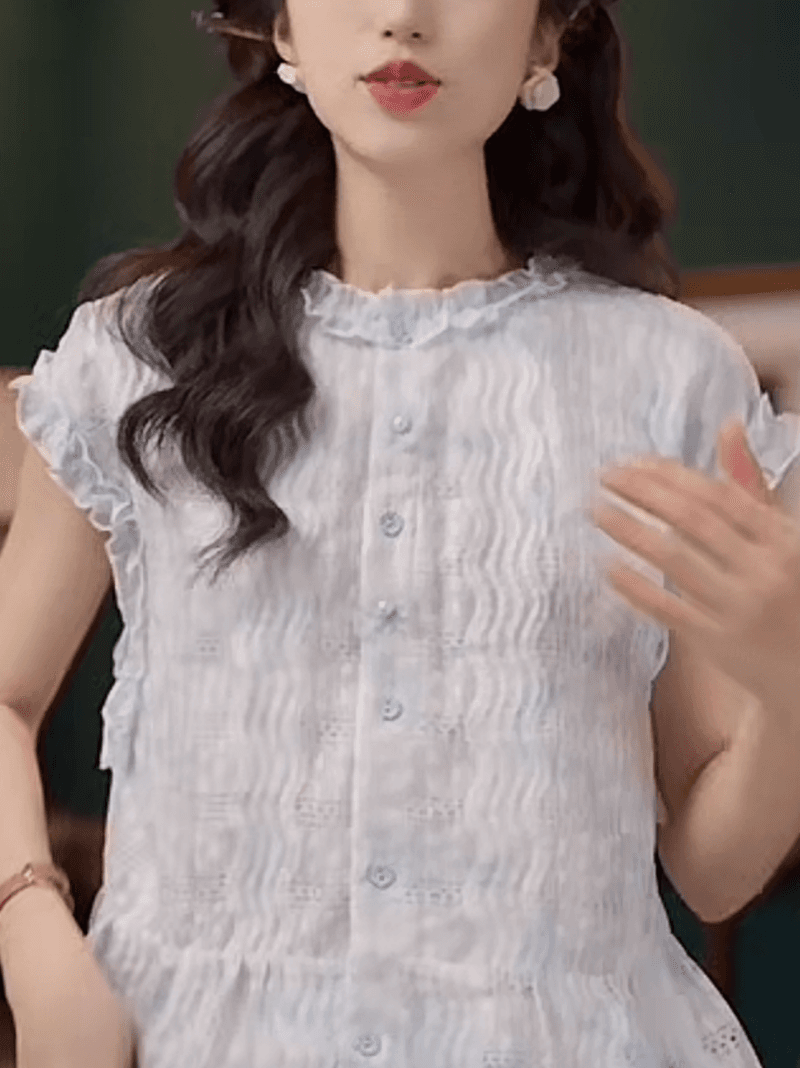 재고 있음 부드러운 셔츠 캐주얼 다용도 반팔 여성 셔츠 여름 맨위 상세 이미지 2