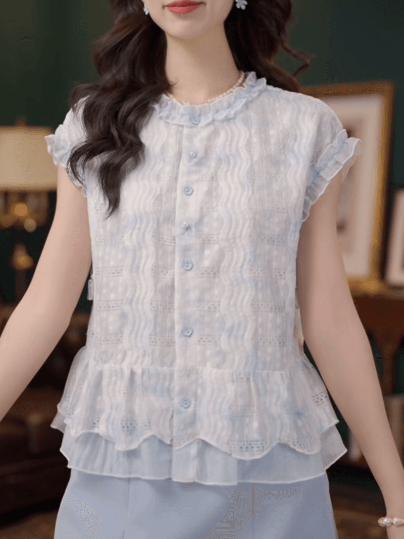 재고 있음 부드러운 셔츠 캐주얼 다용도 반팔 여성 셔츠 여름 맨위 상세 이미지 5