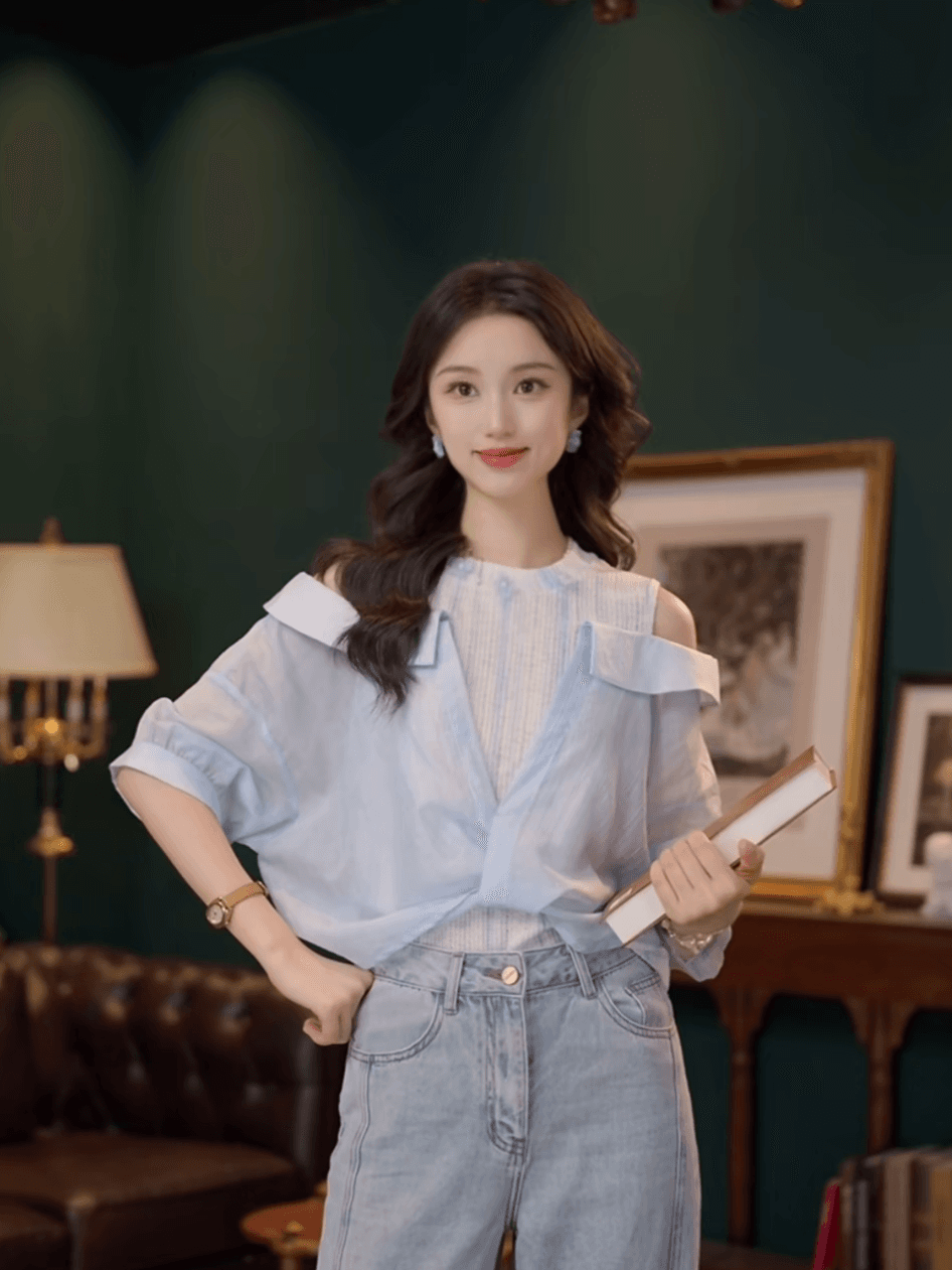 부드러운 셔츠 캐주얼 다용도 반팔 여성 셔츠 여름 맨위 10 바지 상세 이미지 12