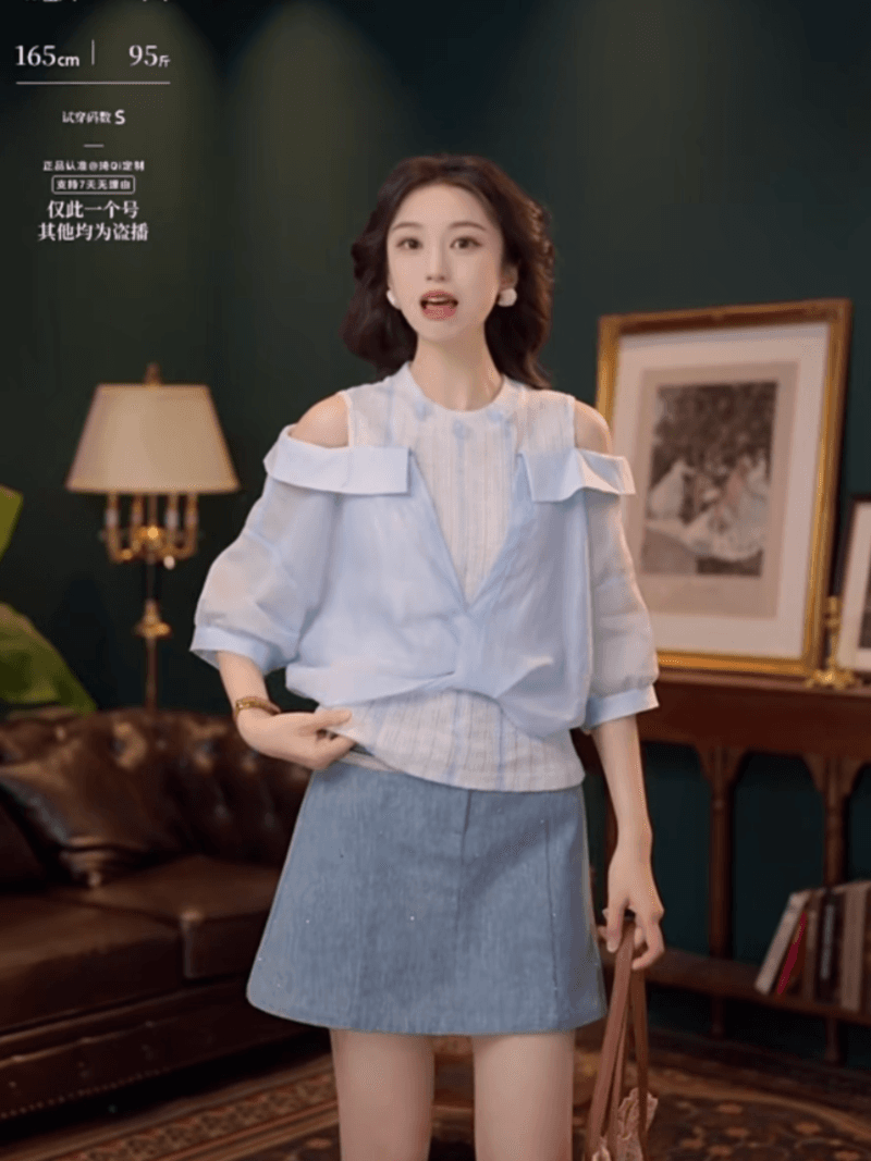 부드러운 셔츠 캐주얼 다용도 반팔 여성 셔츠 여름 맨위 10 바지 상세 이미지 4