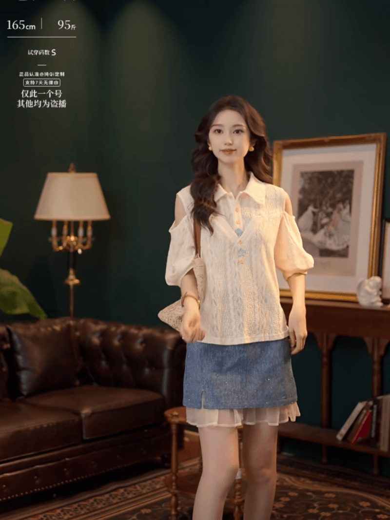 살구 꽃 비 가을 부드러운 셔츠 캐주얼 다용도 반팔 여성 셔츠 여름 맨위 10 미니 스커트 상세 이미지 4