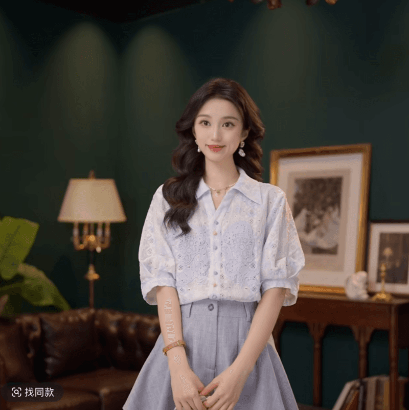 블루 후아 엘프 부드러운 셔츠 캐주얼 다용도 반팔 여성 셔츠 여름 맨위 10 바지 상세 이미지 3