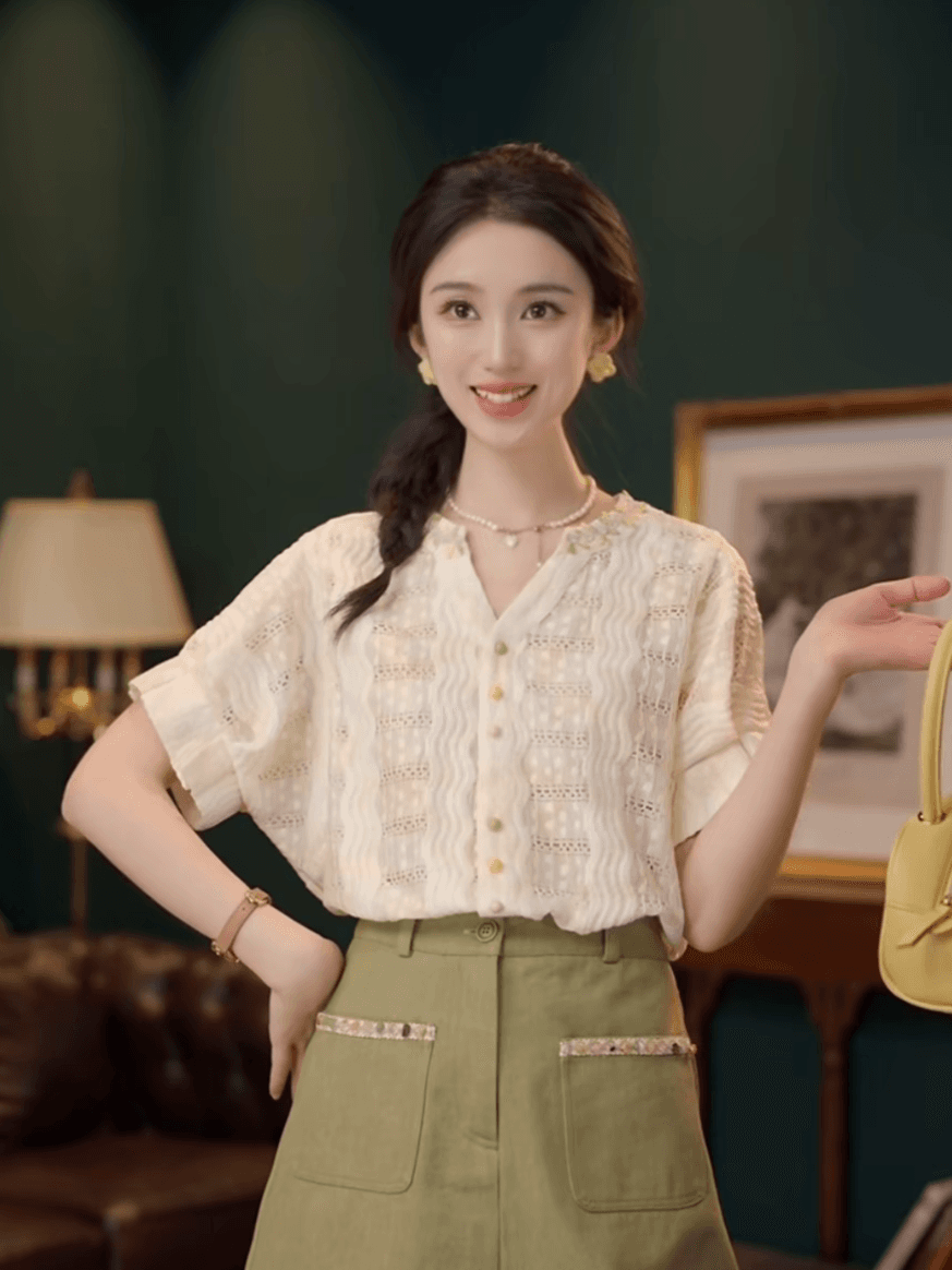 부드러운 셔츠 캐주얼 다용도 반팔 여성 셔츠 여름 맨위 상세 이미지 2