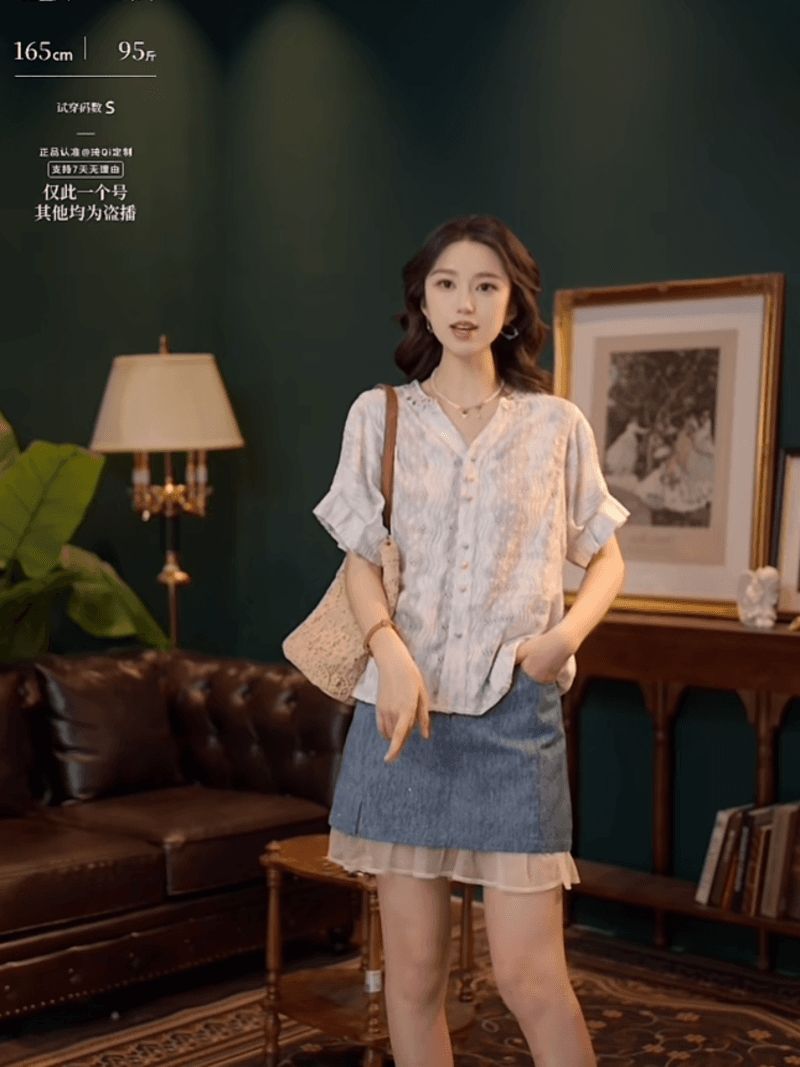 스타 바다 모래 부드러운 셔츠 캐주얼 다용도 반팔 여성 셔츠 여름 맨위 세트 이미지 5