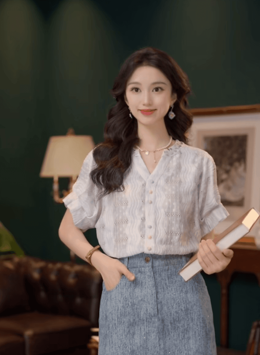 스타 바다 모래 부드러운 셔츠 캐주얼 다용도 반팔 여성 셔츠 여름 맨위 세트 이미지 3