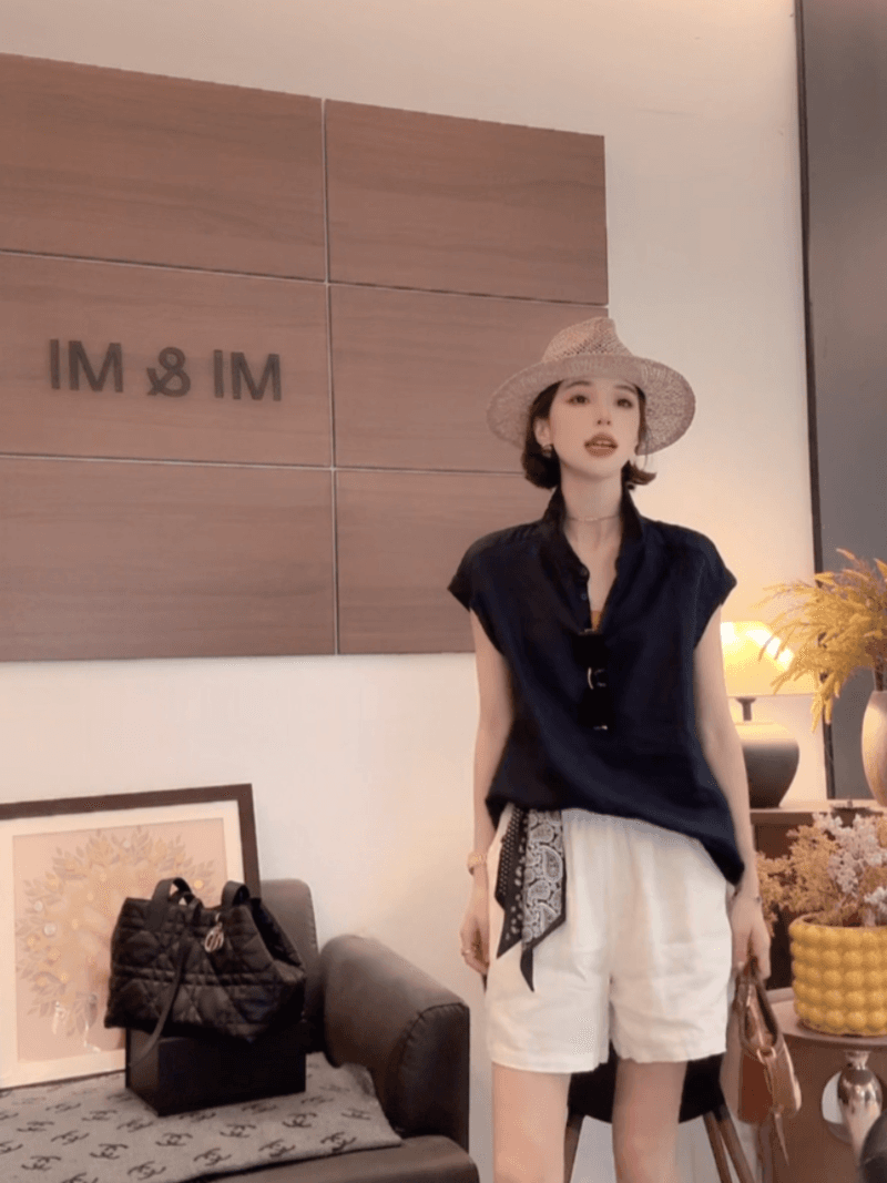 쌀 쌀 새 상점 여름 새로운 작은 대중 디자인 센스 폴로 칼라 반팔 셔츠 세트 상세 이미지 12