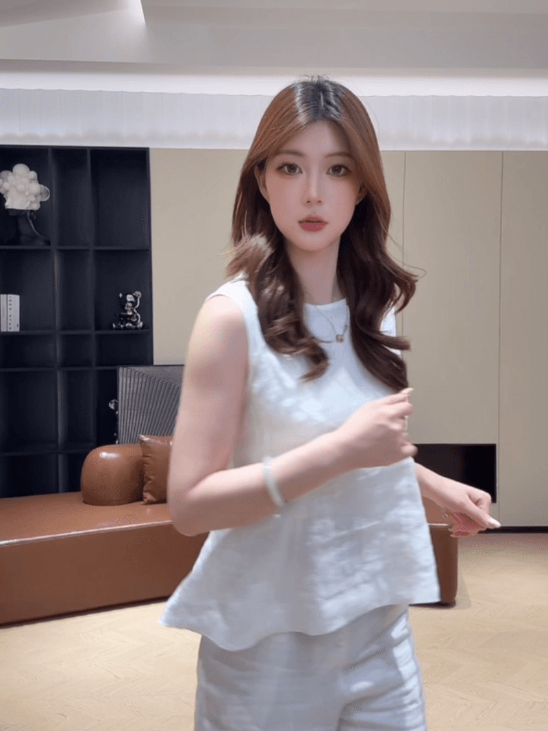 콩 추천 여름 허리 수축 슬림해 보이는 문예 작은 셔츠 다용도 민소매 맨위 품격 세트 상세 이미지 8