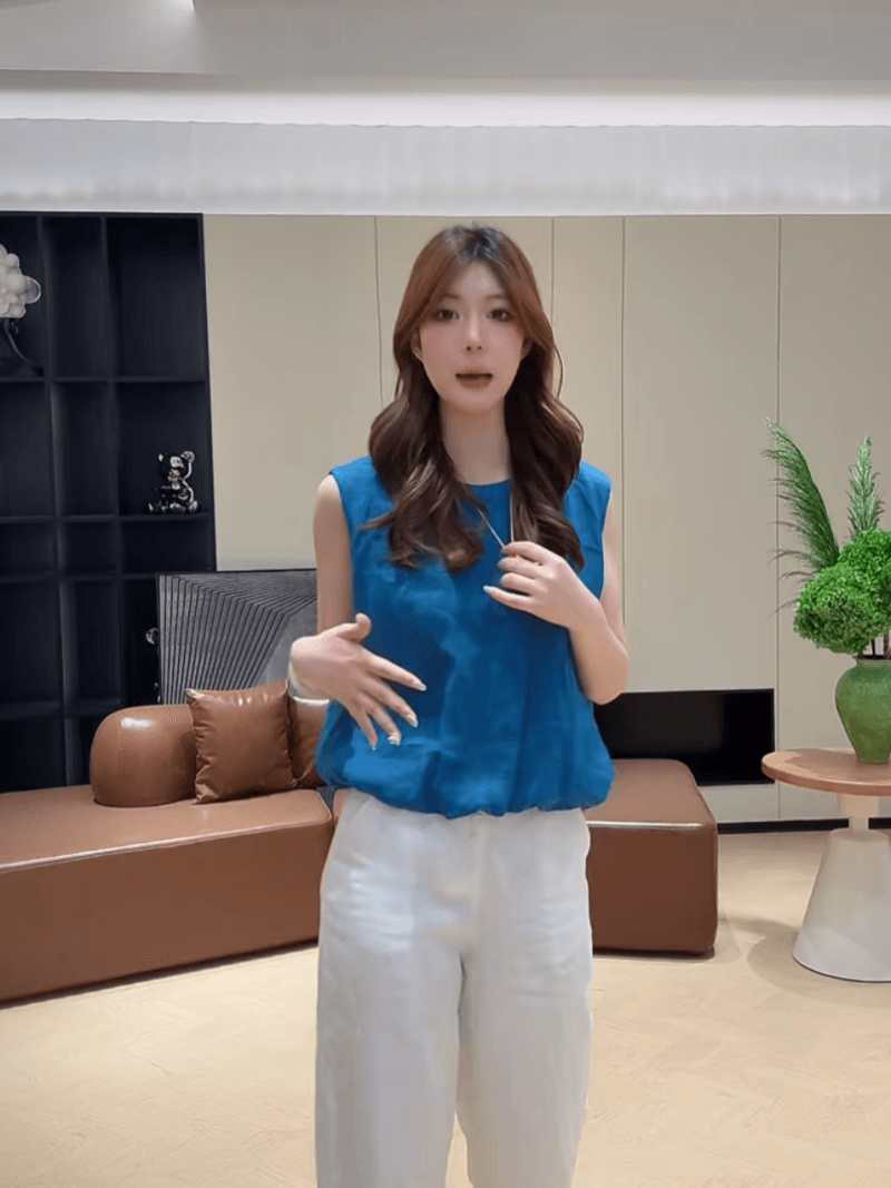 콩 추천 여름 한 부서 꽃밭 밑단 민소매 허리 수축 품격 작은 셔츠 슬림해 보이는 미니멀리즘 맨위 세트 상세 이미지 8