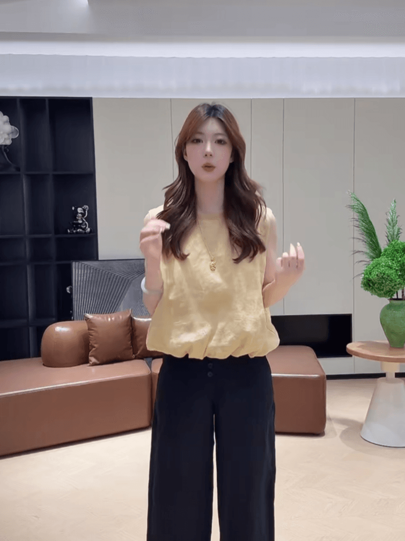 콩 추천 여름 한 부서 꽃밭 밑단 민소매 허리 수축 품격 작은 셔츠 슬림해 보이는 미니멀리즘 맨위 세트 상세 이미지 16
