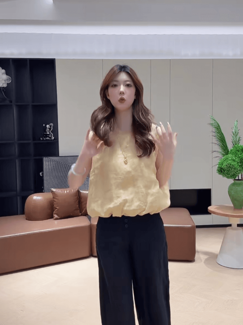 콩 추천 여름 한 부서 꽃밭 밑단 민소매 허리 수축 품격 작은 셔츠 슬림해 보이는 미니멀리즘 맨위 세트 상세 이미지 17
