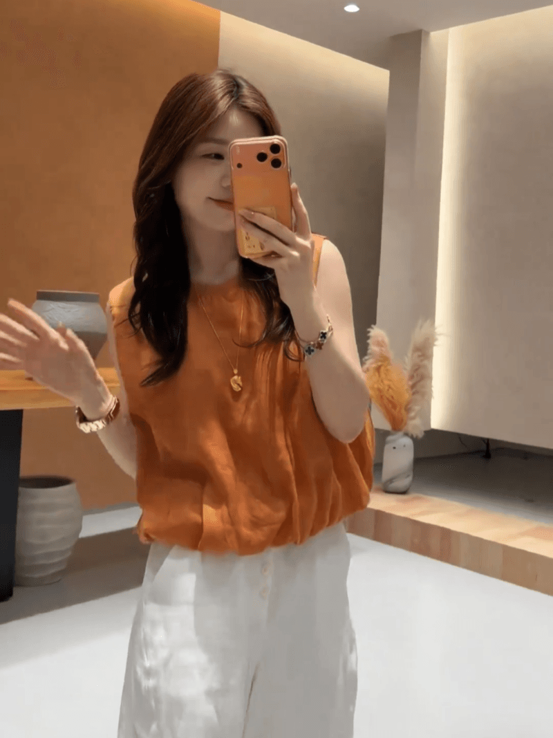 콩 추천 여름 한 부서 꽃밭 밑단 민소매 허리 수축 품격 작은 셔츠 슬림해 보이는 미니멀리즘 맨위 세트 상세 이미지 22