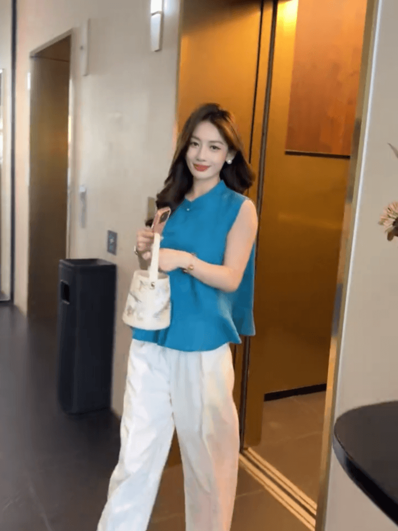 원본 미적 감각 여름 자카드 레트로 품격 작은 셔츠 민소매 새로운 중식 맨위 세트 재고 있음 상세 이미지 2