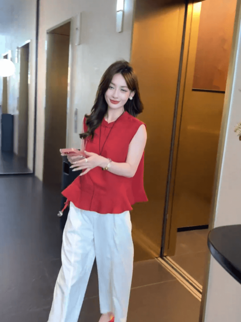 원본 미적 감각 여름 자카드 레트로 품격 작은 셔츠 민소매 새로운 중식 맨위 세트 재고 있음 상세 이미지 5
