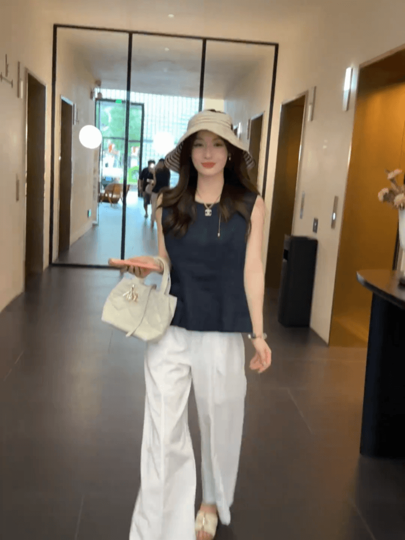 콩 추천 여름 허리 수축 슬림해 보이는 문예 작은 셔츠 다용도 민소매 맨위 품격 세트 상세 이미지 7