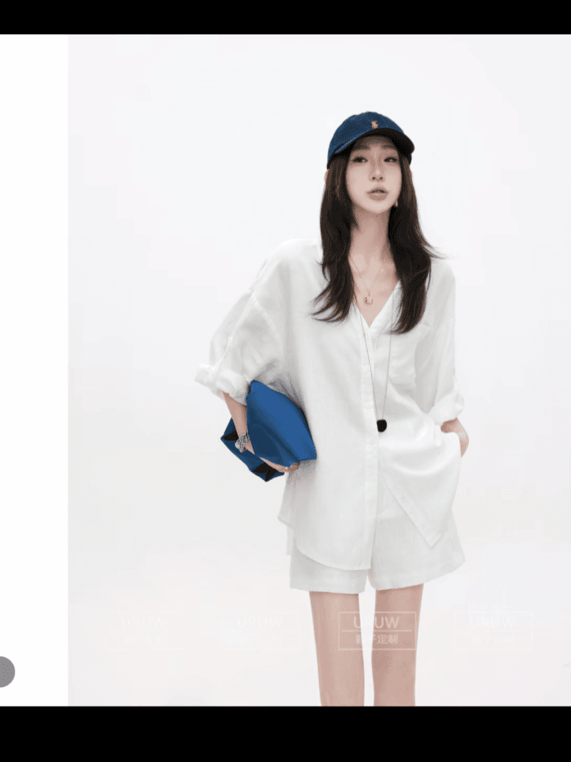 오래된 요새 저녁 종 오래된 돈 바람 캐주얼 루즈핏 v 벨 셔츠 여름 얇은 스타일 중간 소매 셔츠 세트 상세 이미지 7