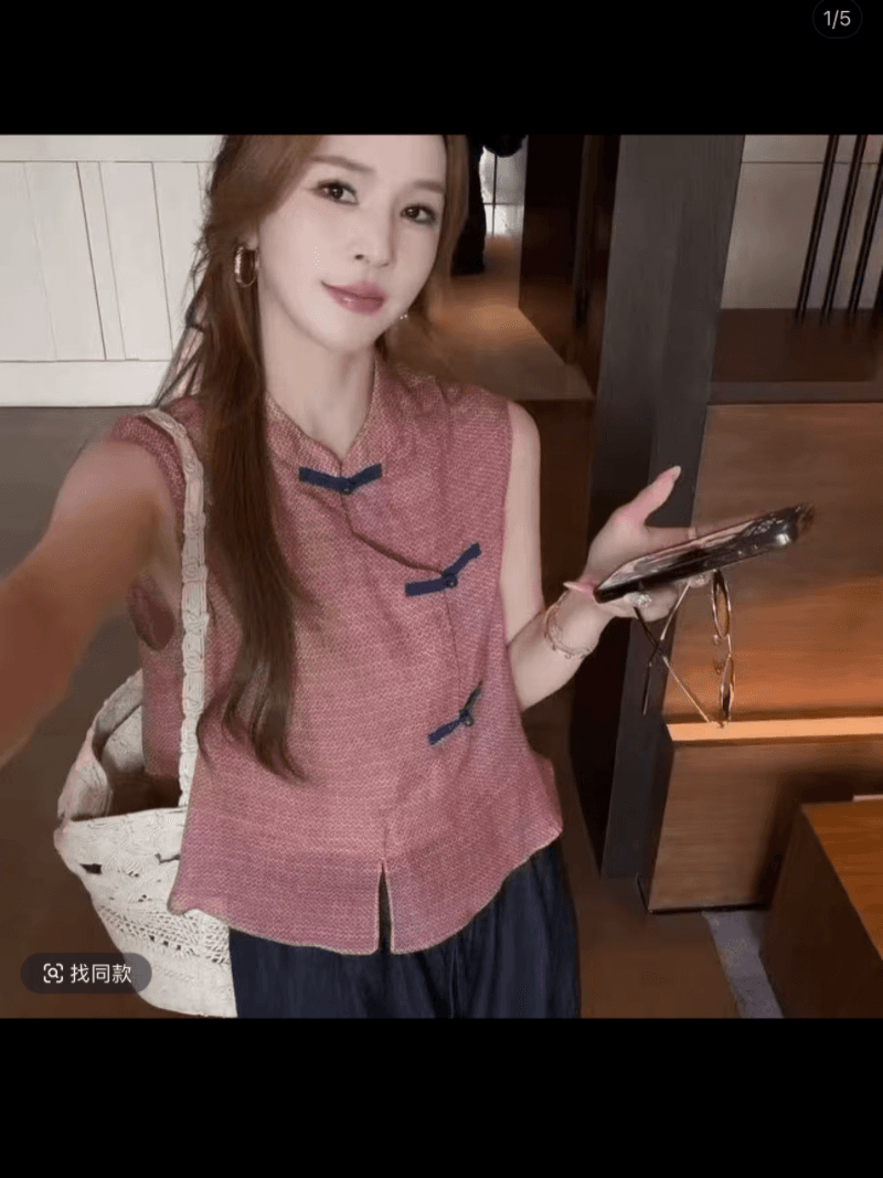 연인 콩 추천 여름 레트로 꽃무늬 민소매 디스크 구두 루즈핏 작은 셔츠 패션 맨위 세트 이미지 5