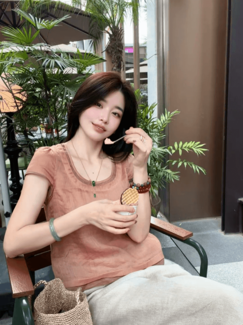 라미 편안함 패션 슬림해 보이는 패치워크 품격 반팔 맨위 세트 선적 중 상세 이미지 16