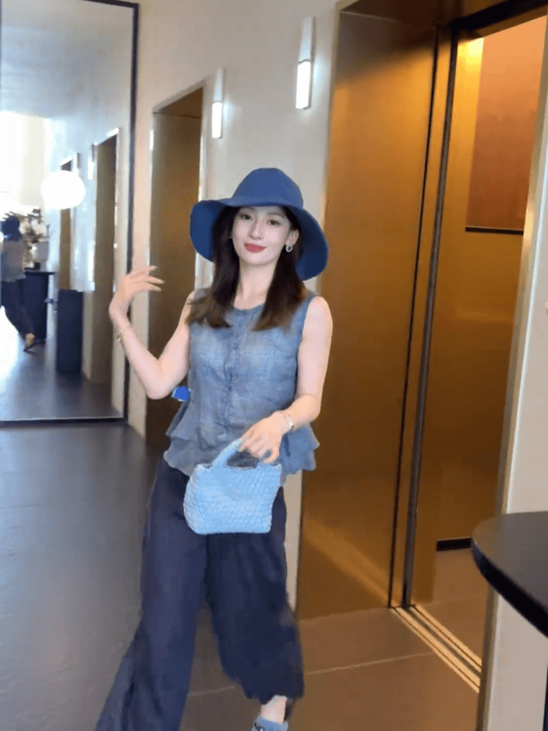 콩 추천 여름 이중층 밑단 연령 감소 꽃무늬 민소매 작은 셔츠 레트로 디자인 센스 맨위 세트 상세 이미지 14