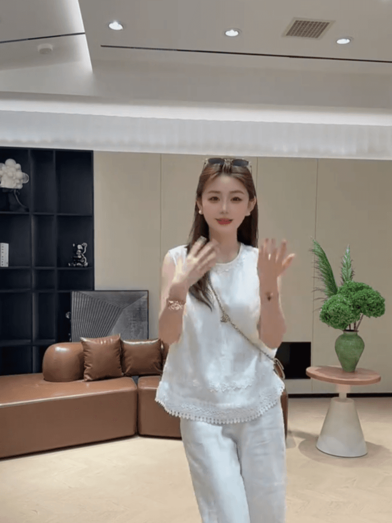 여름 루즈핏 3 차원 자수 민소매 맨위 품격 단색 다용도 작은 셔츠 세트 상세 이미지 13