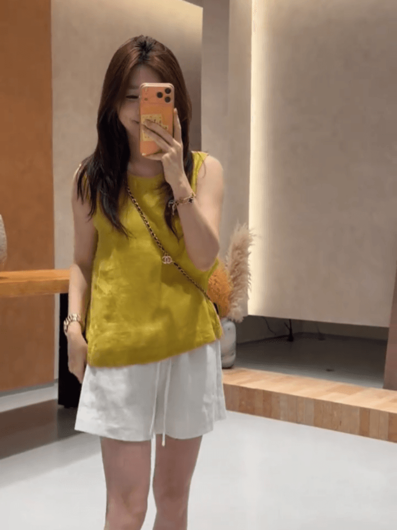 콩 추천 여름 루즈핏 뒤로 단추 디자인 센스 민소매 작은 셔츠 패션 미니멀리즘 맨위 세트 상세 이미지 15