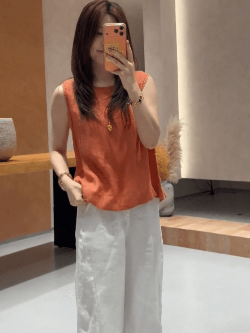 콩 추천 여름 루즈핏 뒤로 단추 디자인 센스 민소매 작은 셔츠 패션 미니멀리즘 맨위 세트 상세 이미지 17