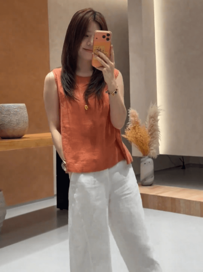 콩 추천 여름 루즈핏 뒤로 단추 디자인 센스 민소매 작은 셔츠 패션 미니멀리즘 맨위 세트 상세 이미지 20