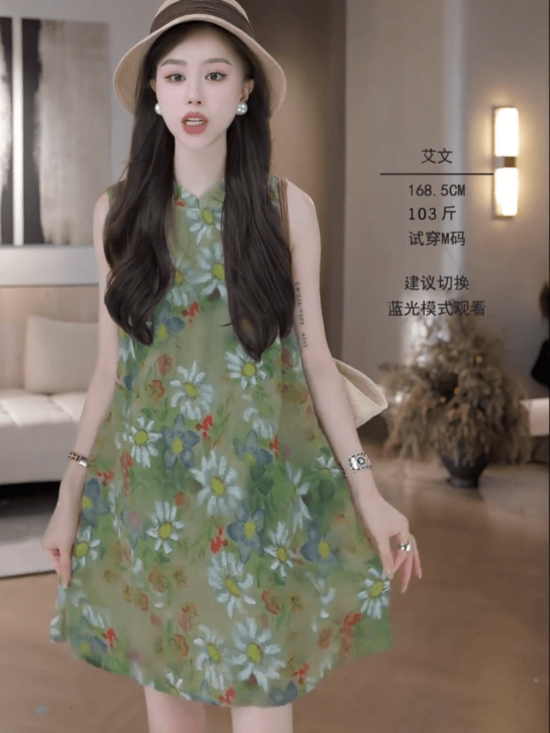 아카시아 치마 26 여름 오리지널 꽃무늬 품격 휴가 드레스 상세 이미지 1