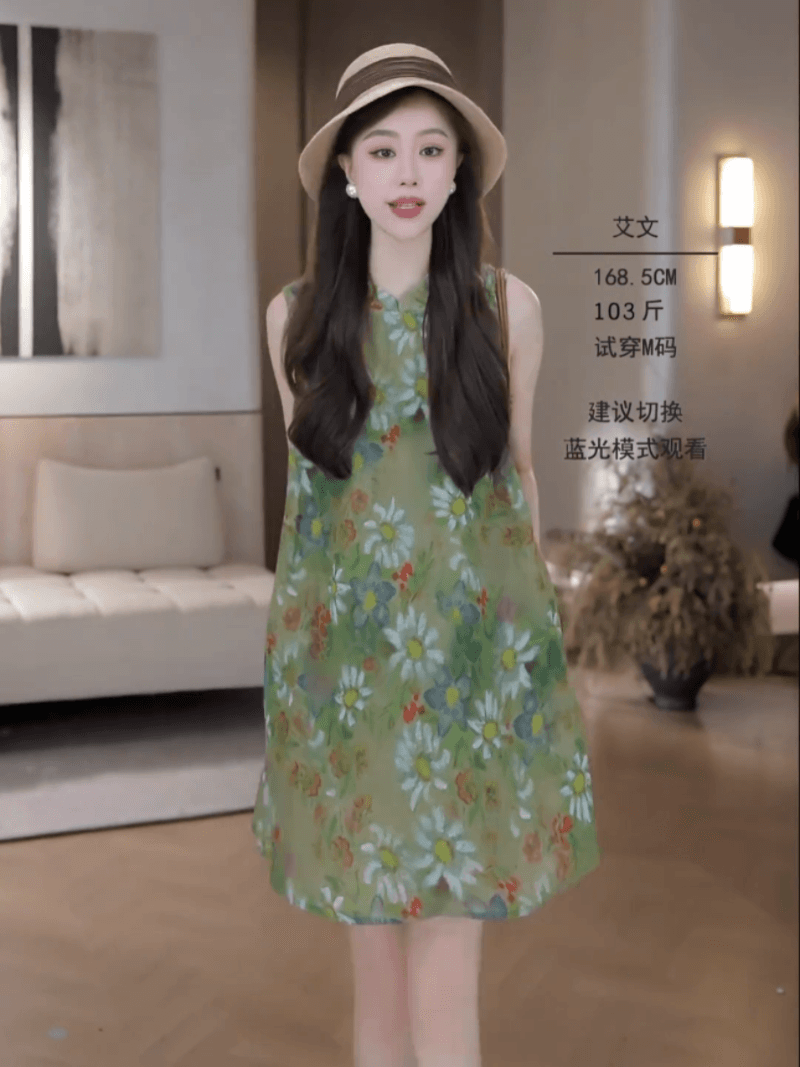 아카시아 치마 26 여름 오리지널 꽃무늬 품격 휴가 드레스 상세 이미지 2