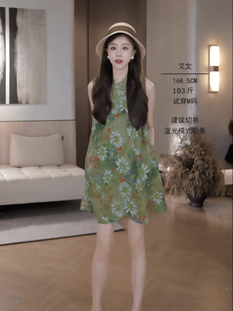 아카시아 치마 26 여름 오리지널 꽃무늬 품격 휴가 드레스 상세 이미지 4
