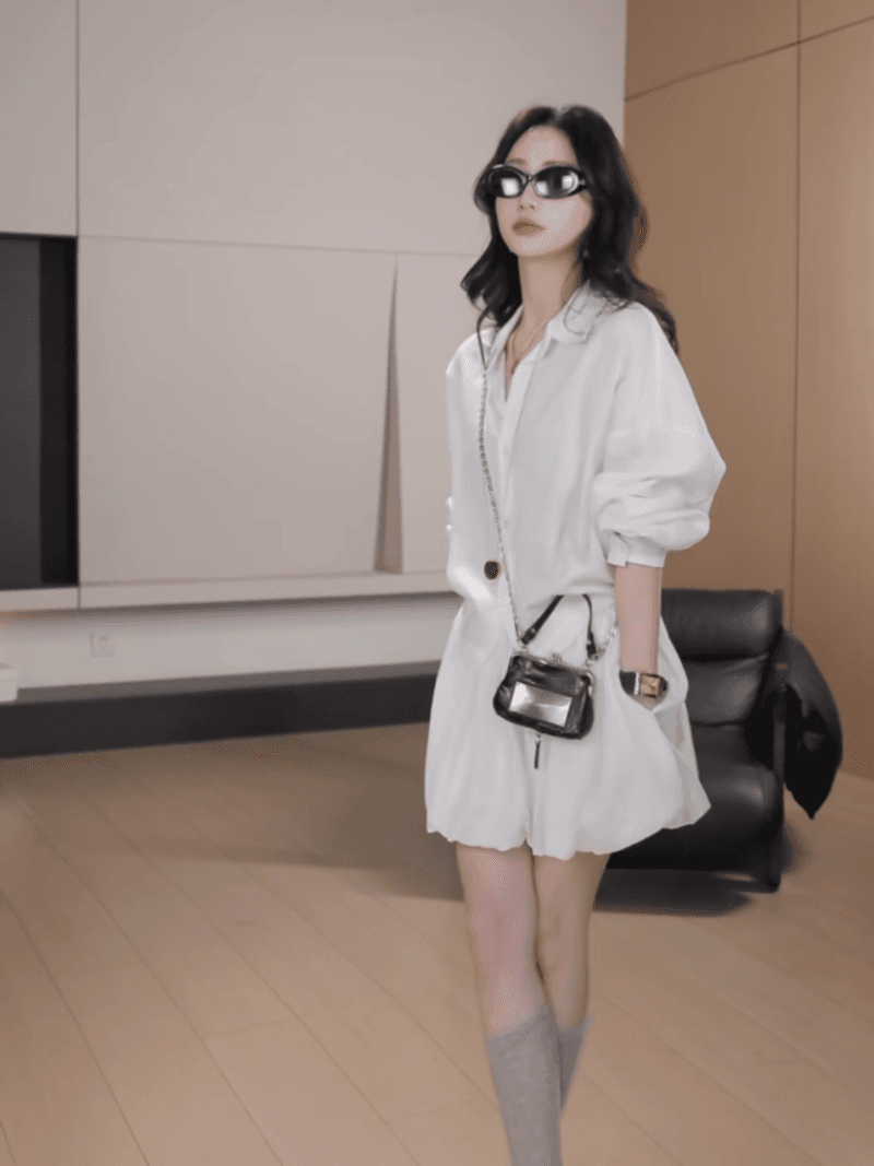잉 어린이 맞춤 교회 저녁 종 여름 캐주얼 얇은 스타일 긴팔 셔츠 미니멀리즘 하이웨이스트 꽃밭 미니 스커트 상세 이미지 11