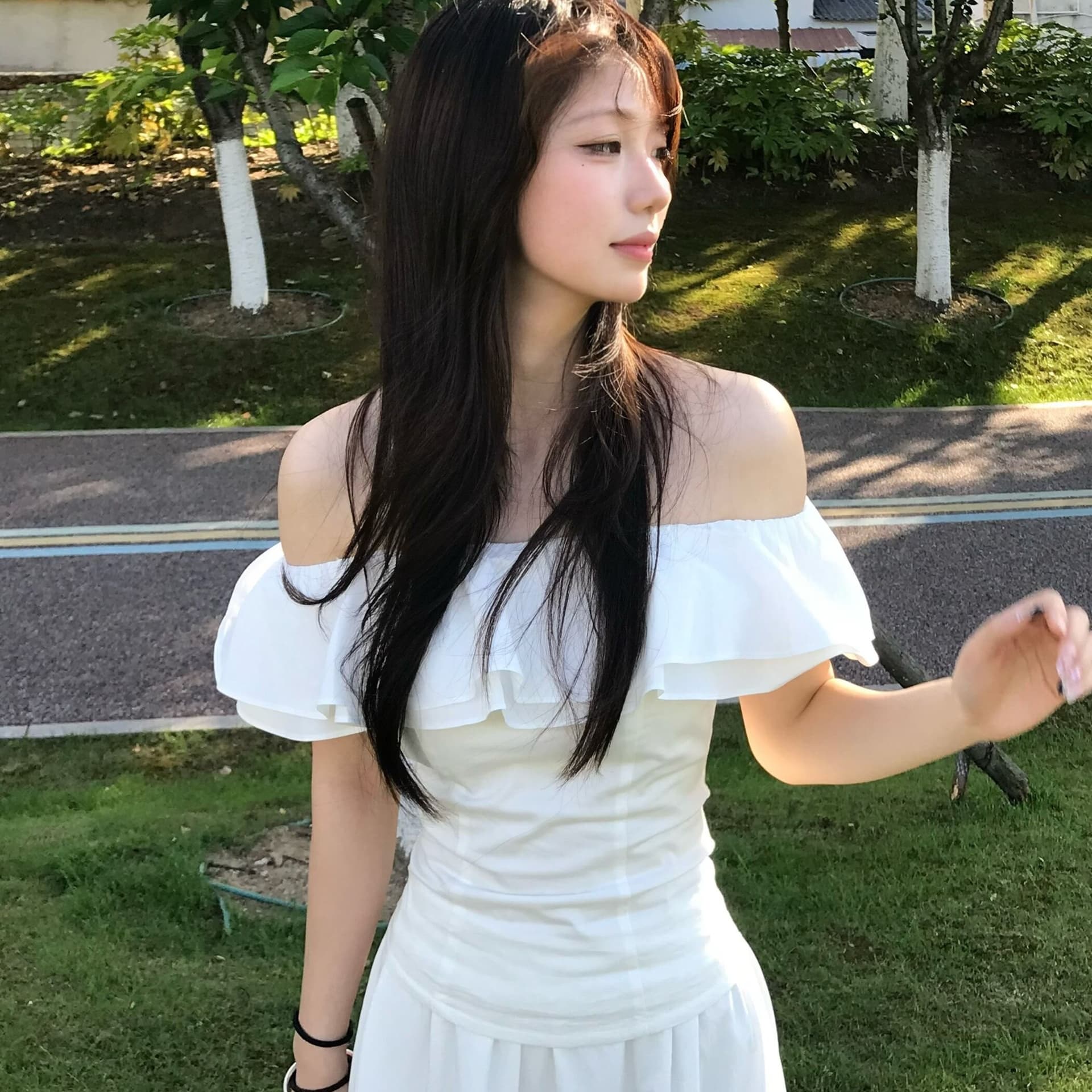 8uioio 주요 추진력 시실리 휴일 화이트 오프숄더 쇼트 스타일 여성 셔츠 여름 새로운 슬림해 보이는 맨위