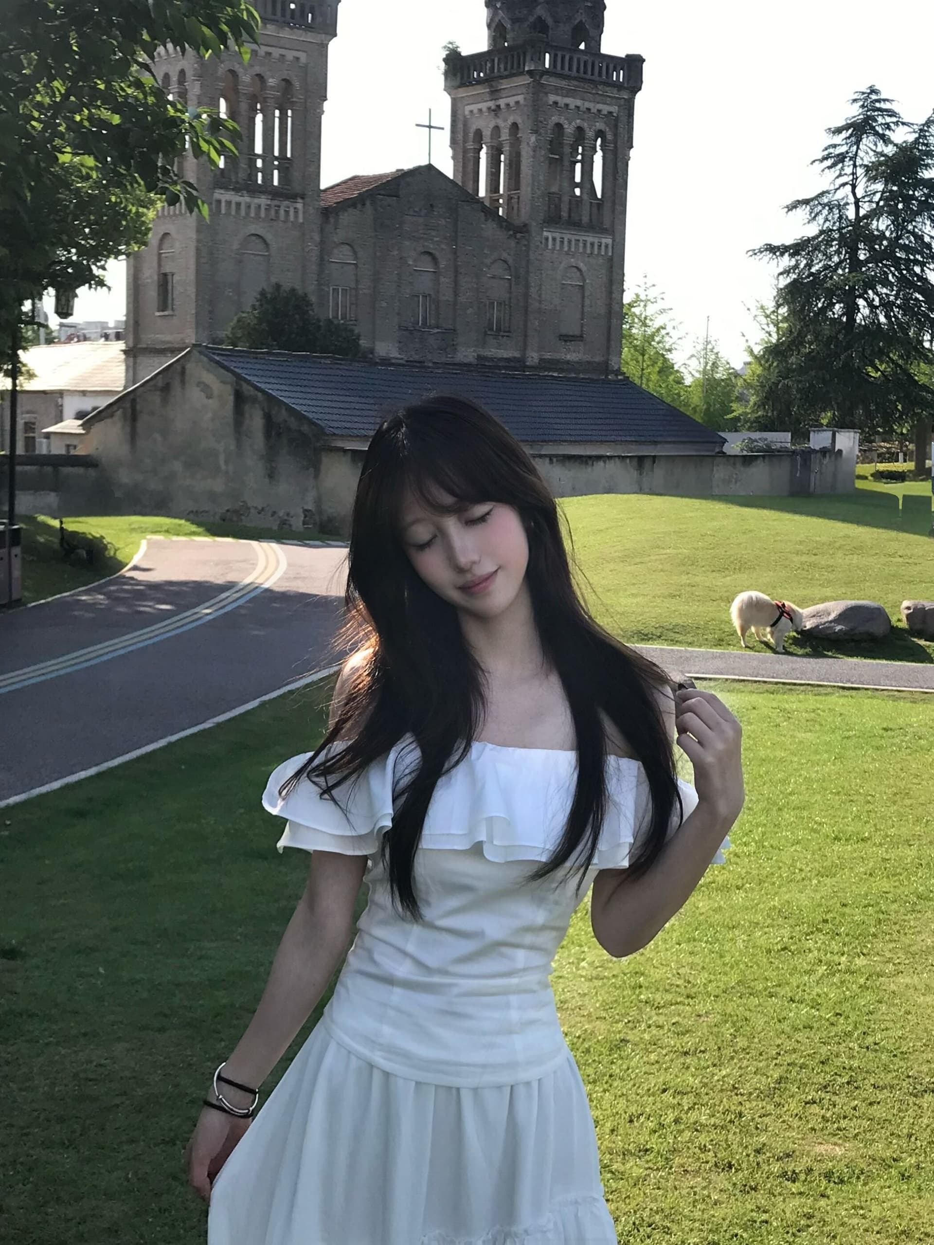 8uioio 주요 추진력 시실리 휴일 화이트 오프숄더 쇼트 스타일 여성 셔츠 여름 새로운 슬림해 보이는 맨위 상세 이미지 4