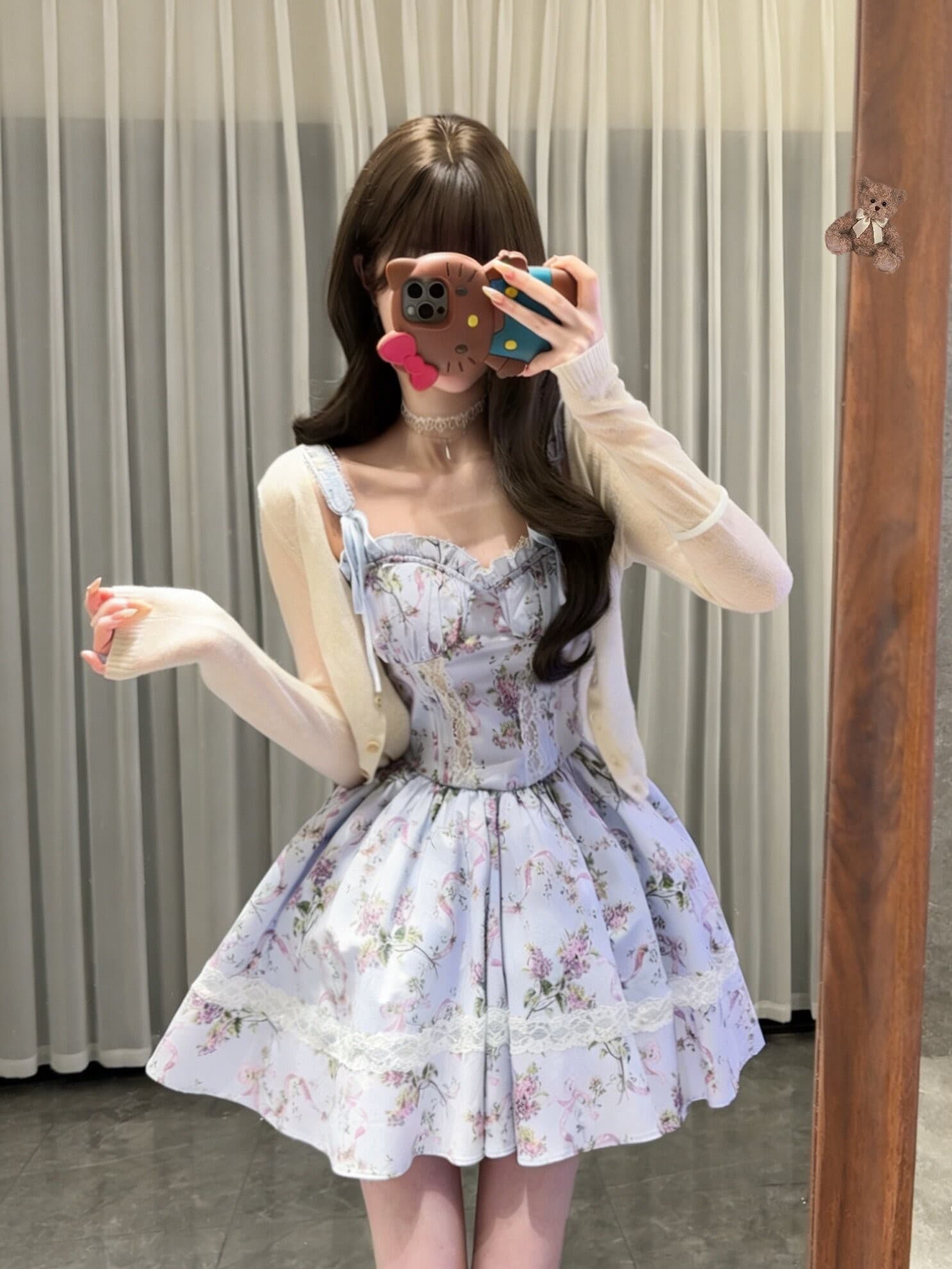 늦게 우산 우산 26 ss 정원 크루즈 houseof 꽃무늬 슬립 드레스 둘 색상 입력 디자인 센스 미니 스커트 상세 이미지 2