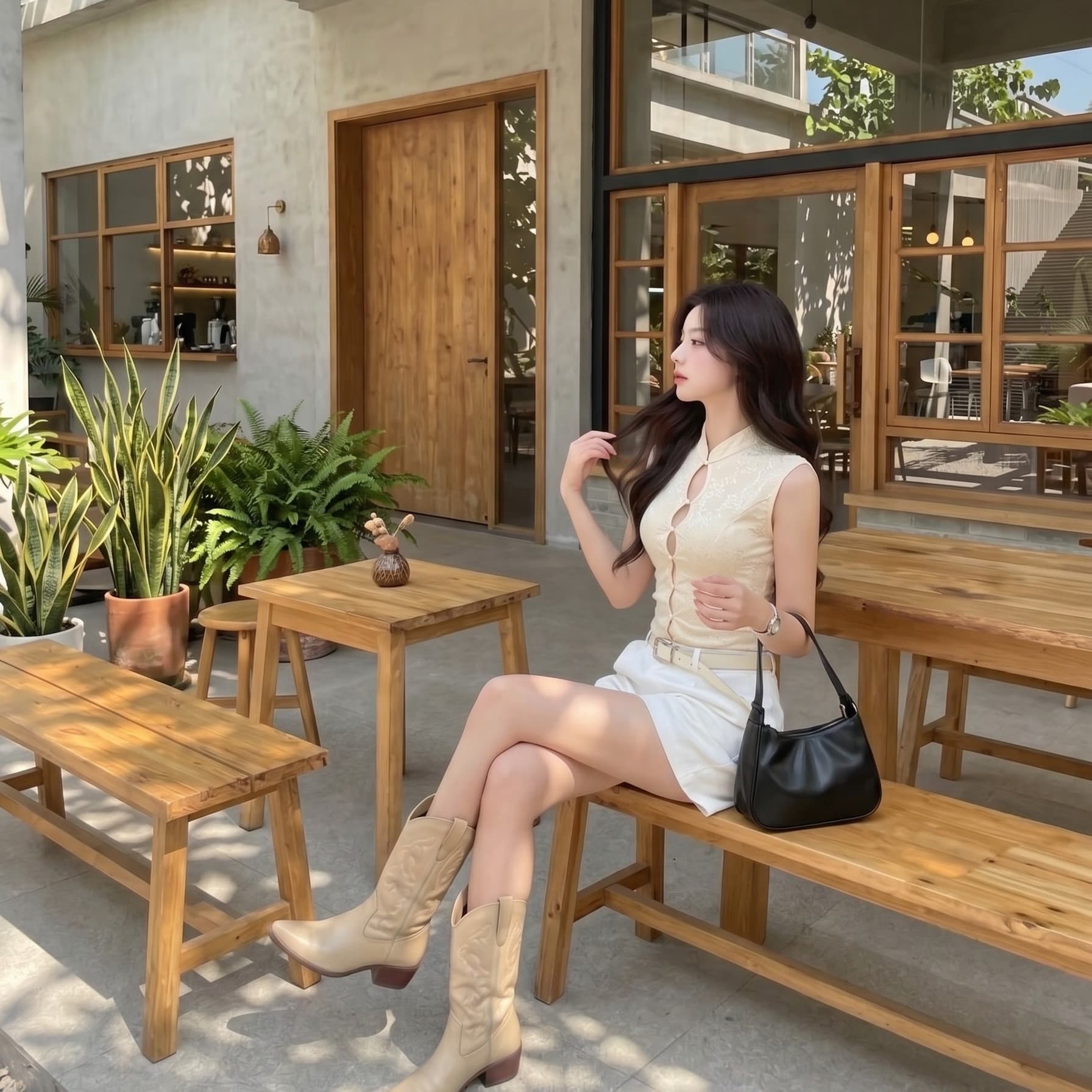 얕은 커피 쌀 화이트 치파오 칼라 레이스 마이크로 ~을 통해 민소매 작은 셔츠 몸매 가꾸기 홀로우 아웃 새로운 중식 맨위 이미지 3