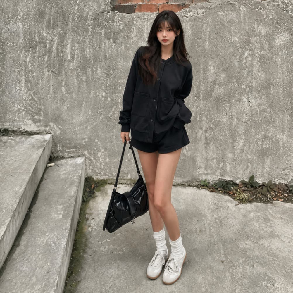 실사 다용도 느긋한 바람 작은 키 캐주얼 디자인 센스 후드티 이미지 3