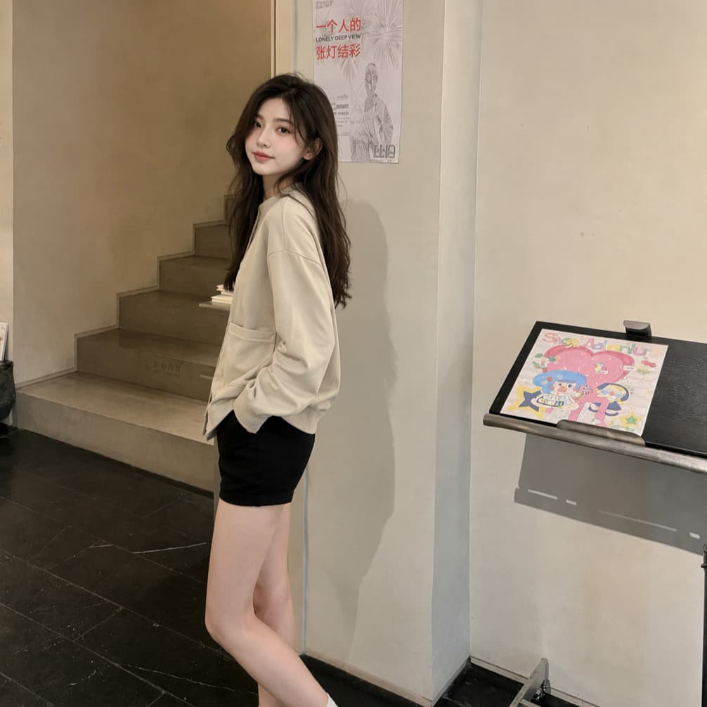 실사 다용도 느긋한 바람 작은 키 캐주얼 디자인 센스 후드티 이미지 2