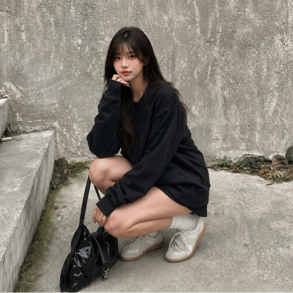 실사 다용도 느긋한 바람 작은 키 캐주얼 디자인 센스 후드티 상세 이미지 3