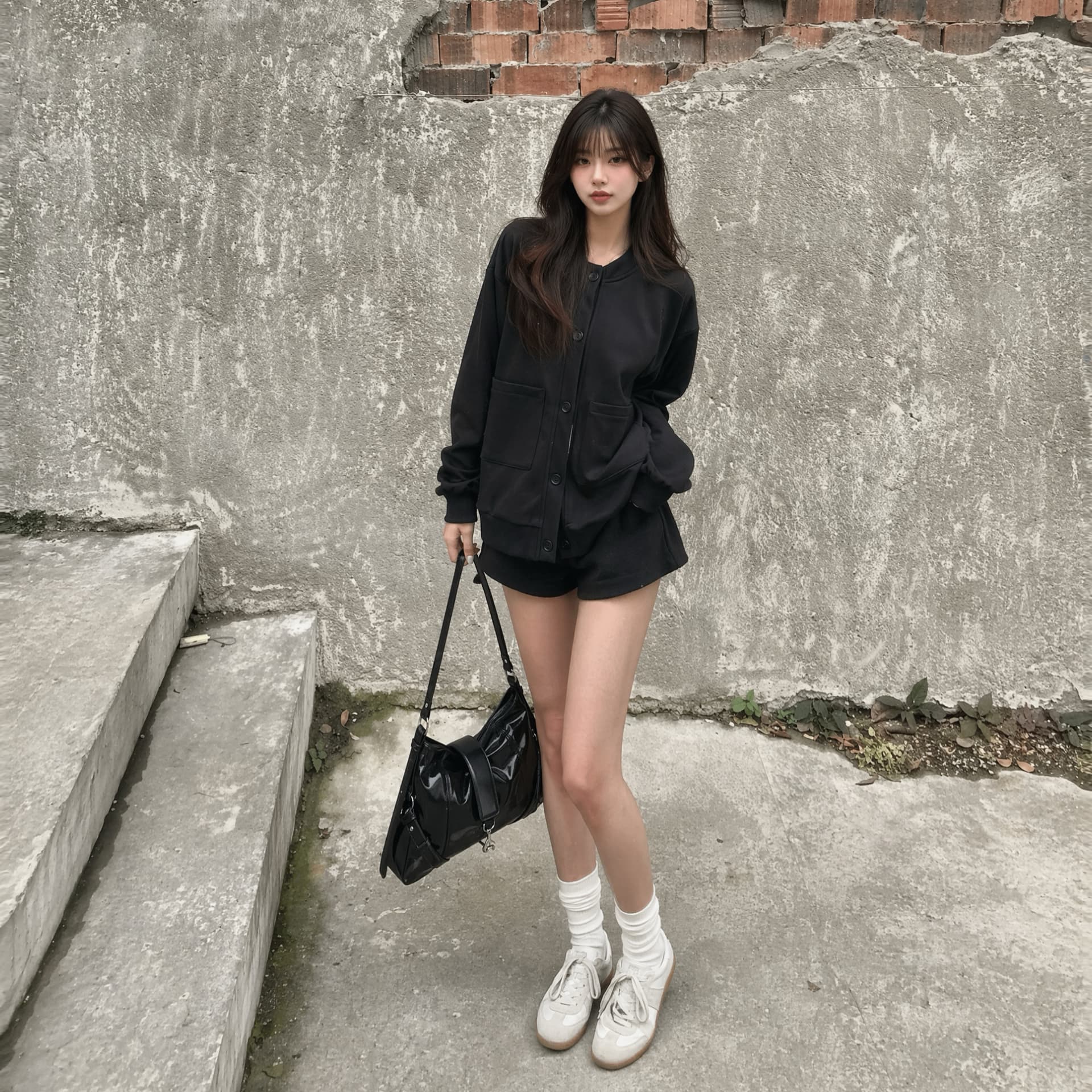 실사 다용도 느긋한 바람 작은 키 캐주얼 디자인 센스 후드티 상세 이미지 9