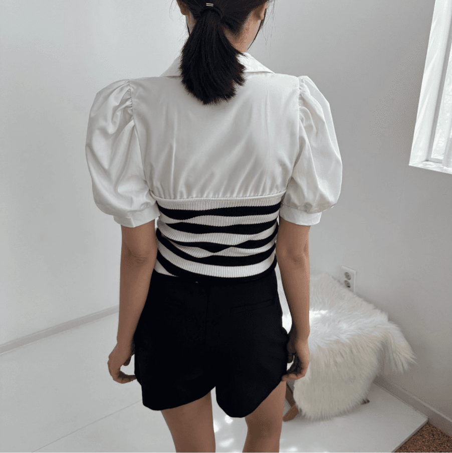 새로운 아이스크림 색상 우유 부서 작은 샤넬 스타일 반팔 달콤한 스타일 여름 다용도 맨위 ins 트렌디 상세 이미지 12