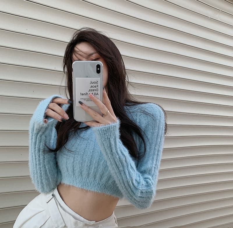 하이웨이스트 스웨터 여성 짧은 섹시함 디자인 센스 작은 대중 개인 섹시함 핫걸 이슬 뼈의 만나는 니트 맨위 봄 가을 상세 이미지 3
