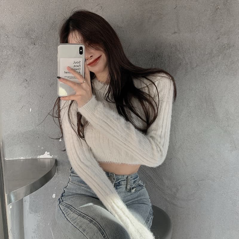 하이웨이스트 스웨터 여성 짧은 섹시함 디자인 센스 작은 대중 개인 섹시함 핫걸 이슬 뼈의 만나는 니트 맨위 봄 가을 상세 이미지 8
