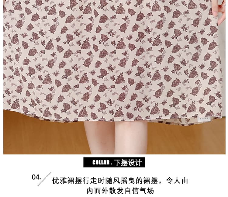 새로운 더블 크레이프 실크 여성 드레스 달콤함 뽕나무 누에 실크 우아한 프린트 허리 수축 슬림해 보이는 품격 치마 여름 상세 이미지 8