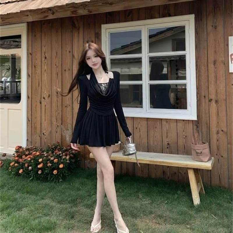 실사 정가 한 부서 십자가 스와로브스키 행침 목 흔들다 칼라 드레스 이미지 5