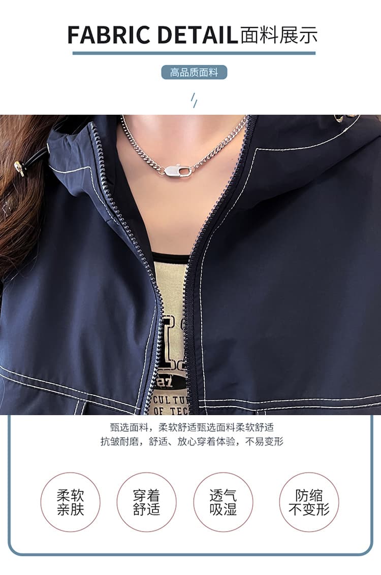 실사 워크웨어 재킷 여성 코트 트렌디 섹션 긴팔 후드 더블 포켓 패션 다용도 캐주얼 외국 가스 짧은 겉옷 상세 이미지 8