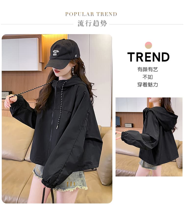 실사 후드 자켓 여성 코트 가을 새로운 루즈핏 캐주얼 작은 키 워크웨어 재킷 맨위 상세 이미지 5