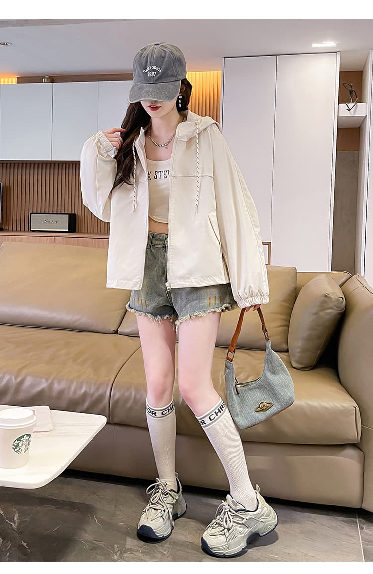 실사 후드 자켓 여성 코트 가을 새로운 루즈핏 캐주얼 작은 키 워크웨어 재킷 맨위 상세 이미지 26